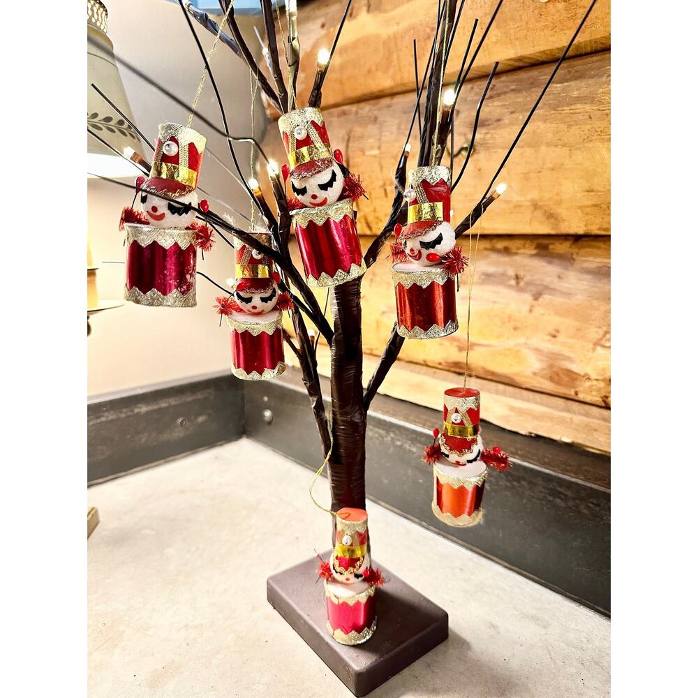 Christmas Vintage Ornaments,  Mid Century Drummer Boy 1950 Christmas Ornaments